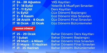 Kırklareli Üniversitesi akademik takvim